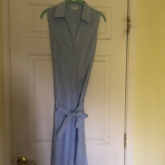 New New York & Company Button Front Blue and White Striped Dress - Picture 1 of 4